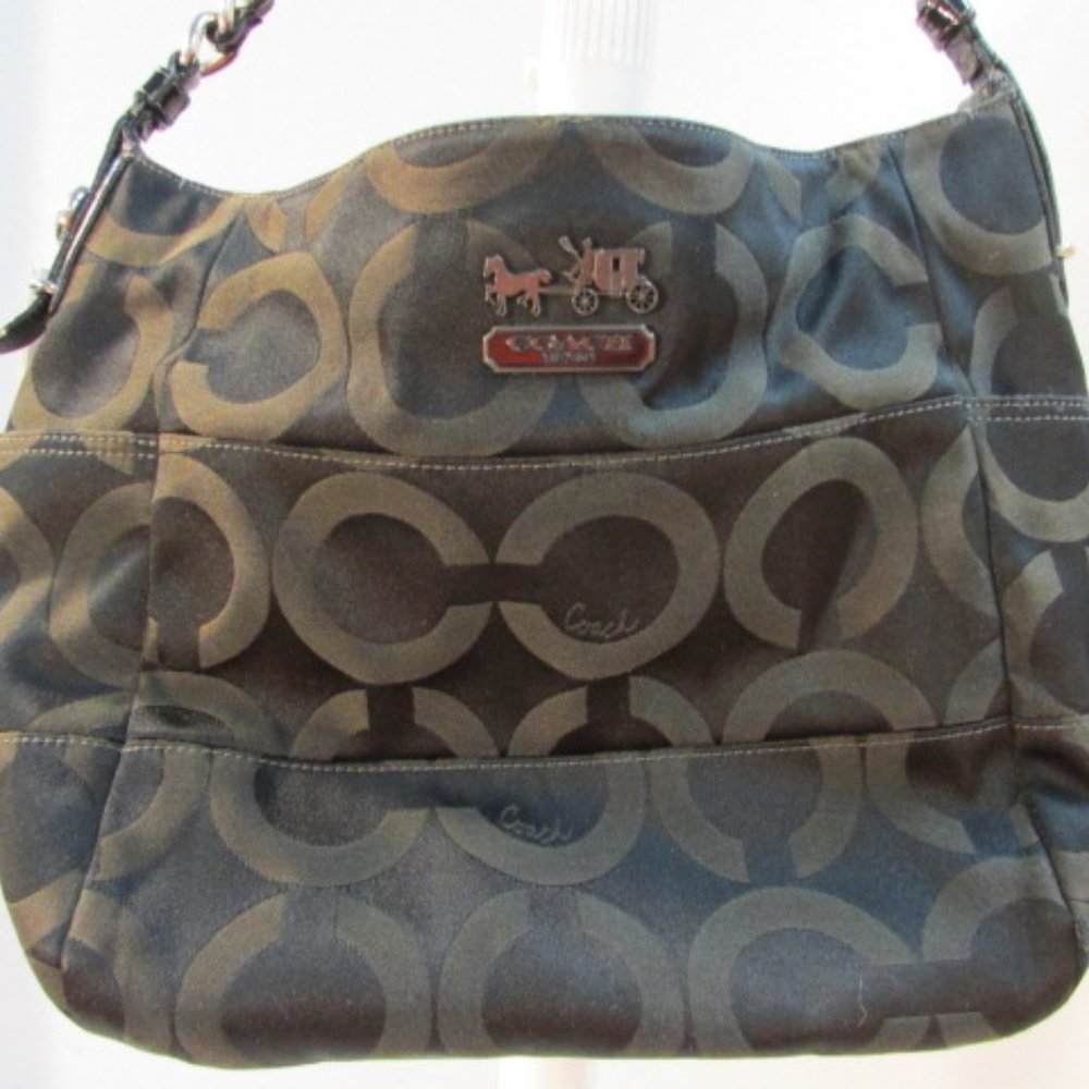 Coach Black Signature Canvas Tribeca Handbag